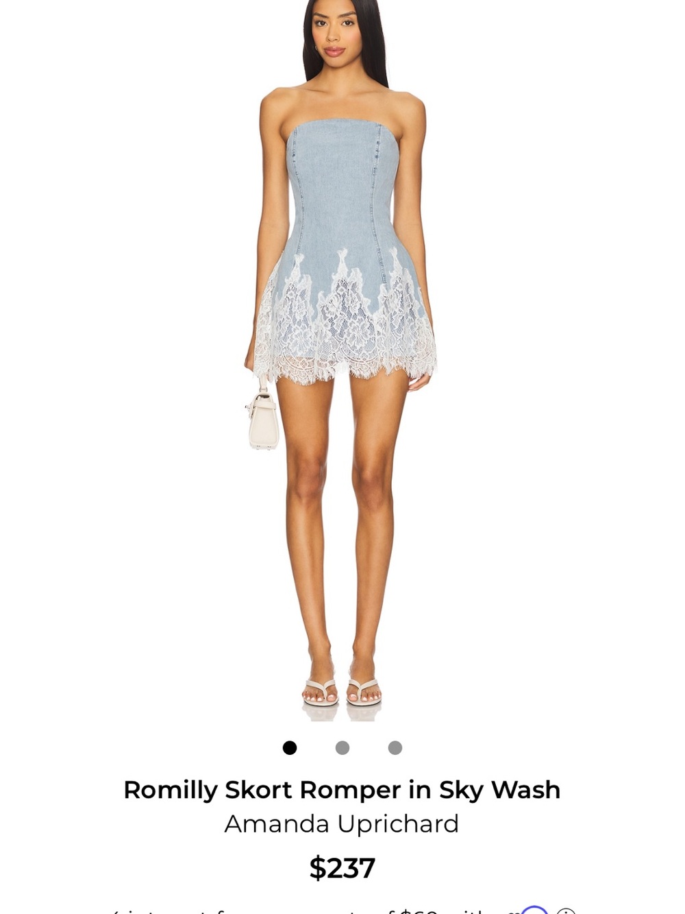 Amanda Uprichard Strapless Lace-Trim Skort in Light Blue